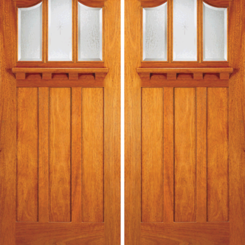 Solid Core Mahogany Entrance Double Door Art - Wood Doors Toronto