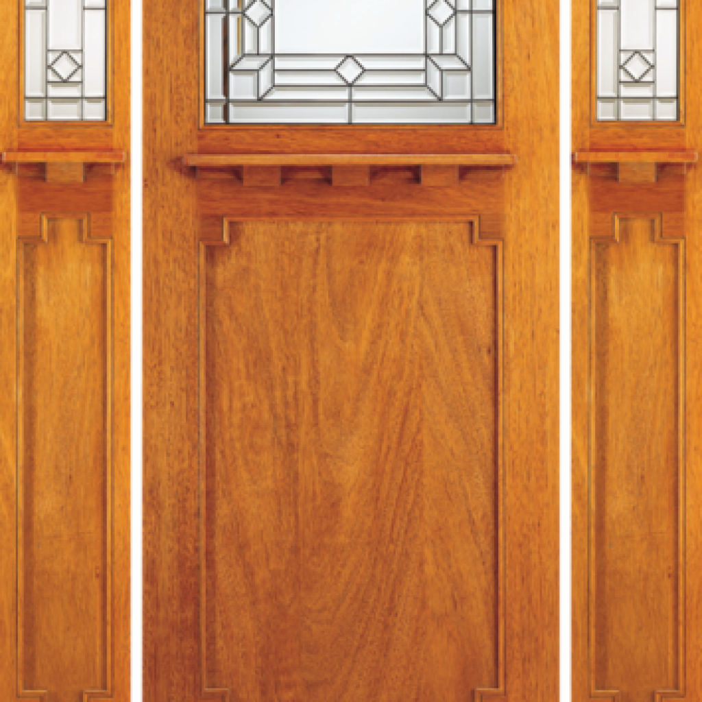Solid Wood Double Entrance Door Stained Glass - Wood Doors Toronto